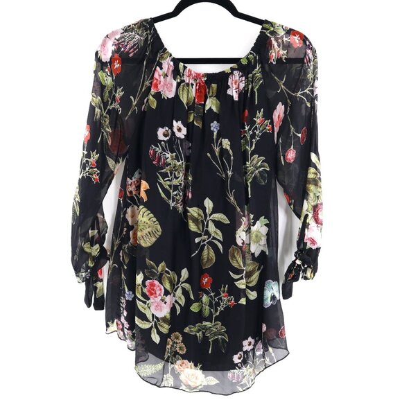 Tempo Paris Sheer Blouse Womens M Black Witchy Romantic Dark Feminine Gypsy Boho - Picture 4 of 9